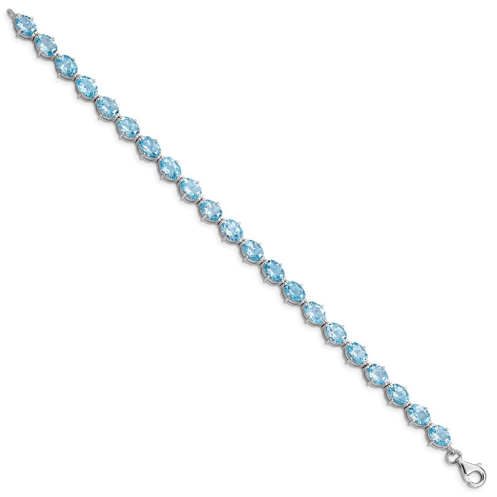Sterling Silver Rhodium-plated Swiss Blue Topaz Bracelet