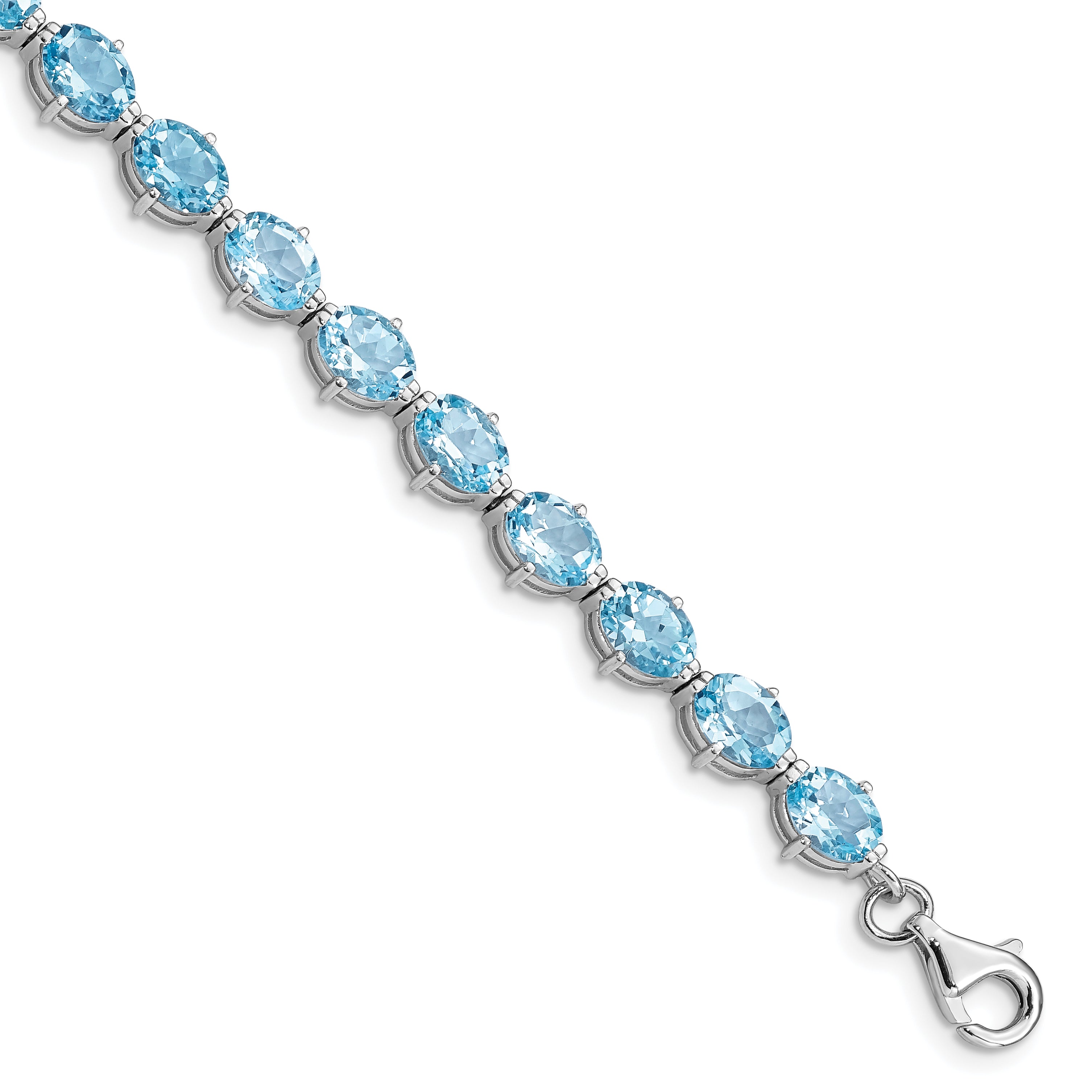 Sterling Silver Rhodium-plated Swiss Blue Topaz Bracelet Main image