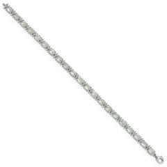 Sterling Silver Rhodium-plated Green Quartz & White Topaz Bracelet