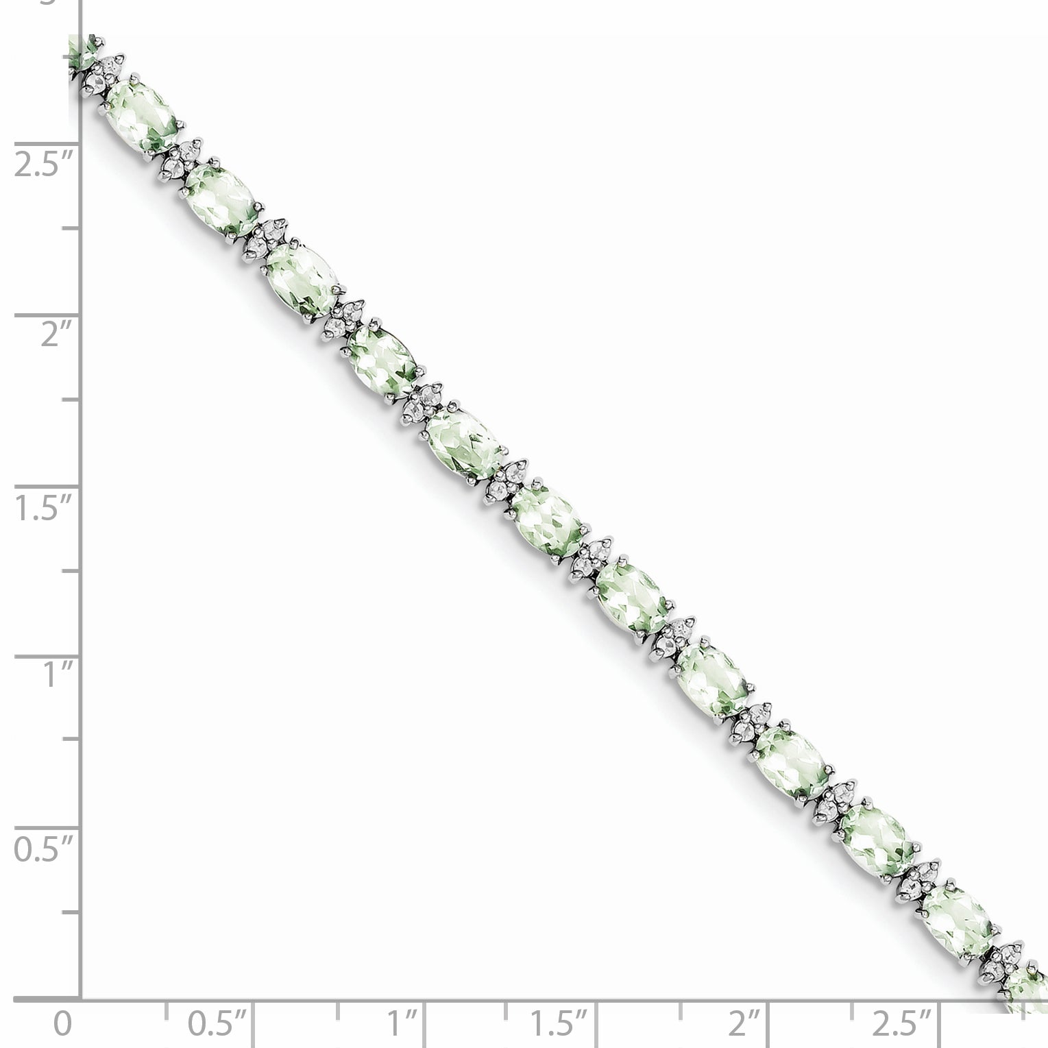 Sterling Silver Rhodium-plated Green Quartz & White Topaz Bracelet