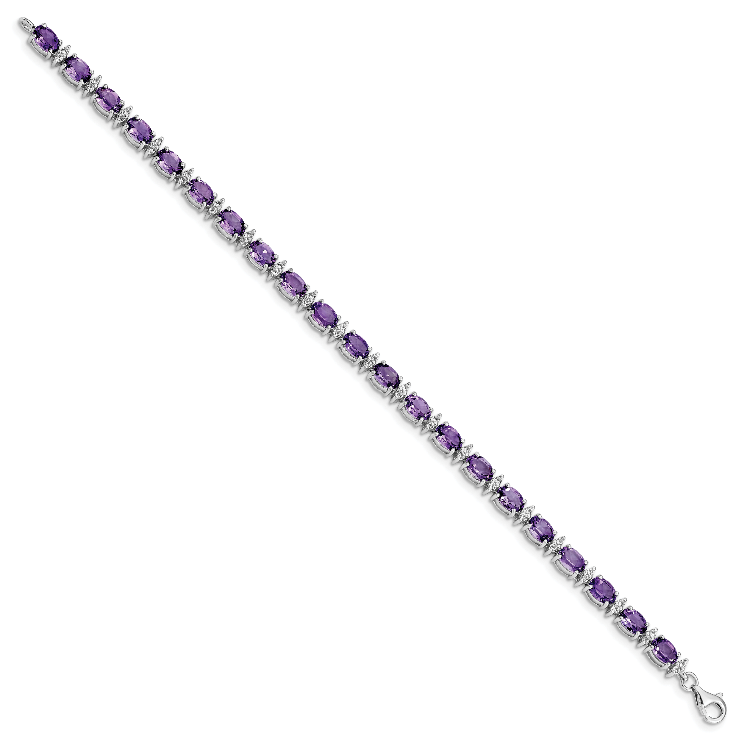 Sterling Silver Rhodium-plated Amethyst & White Topaz Bracelet Secondary image