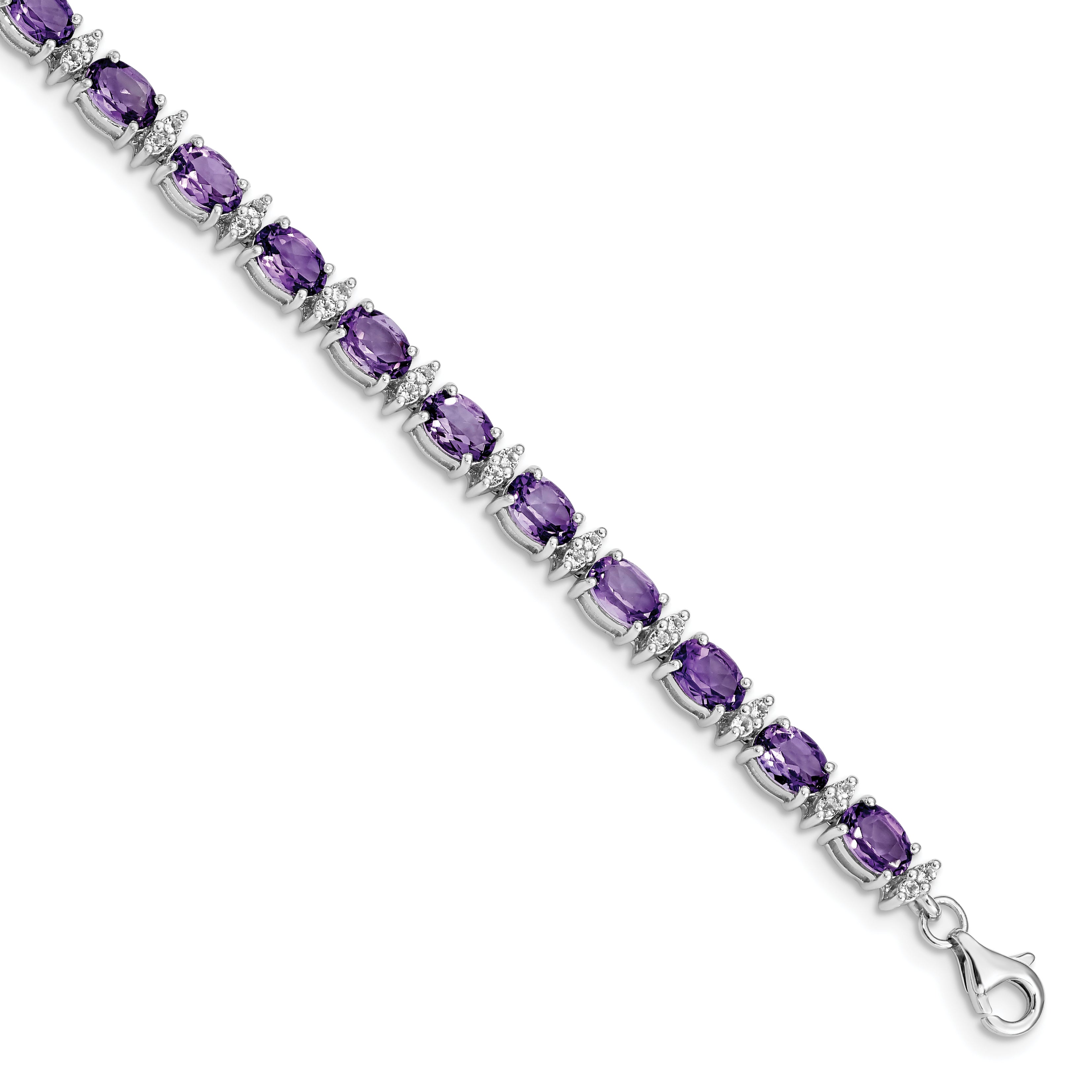 Sterling Silver Rhodium-plated Amethyst & White Topaz Bracelet Main image