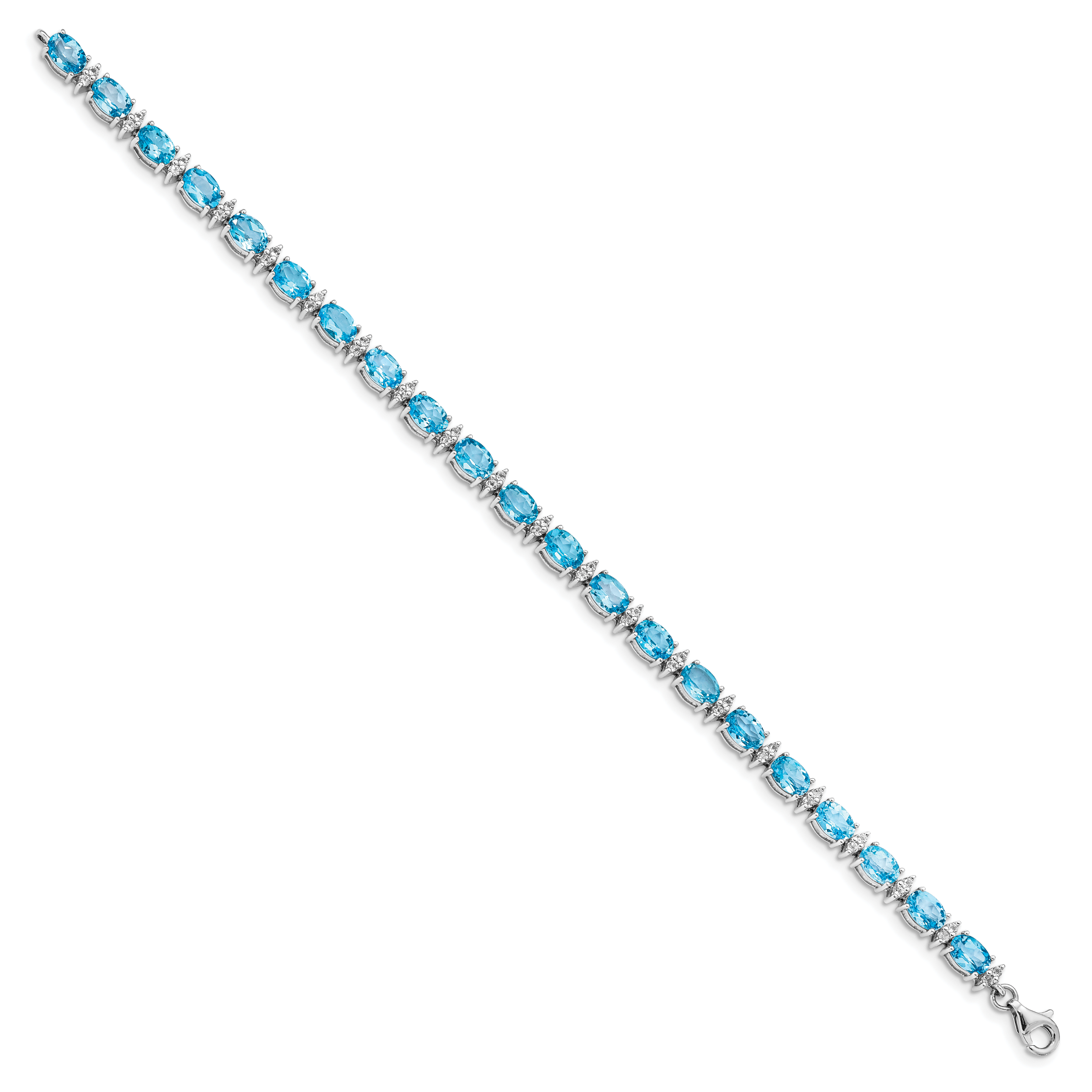 Sterling Silver Rhodium-plated Sky BT & White Topaz Bracelet Secondary image
