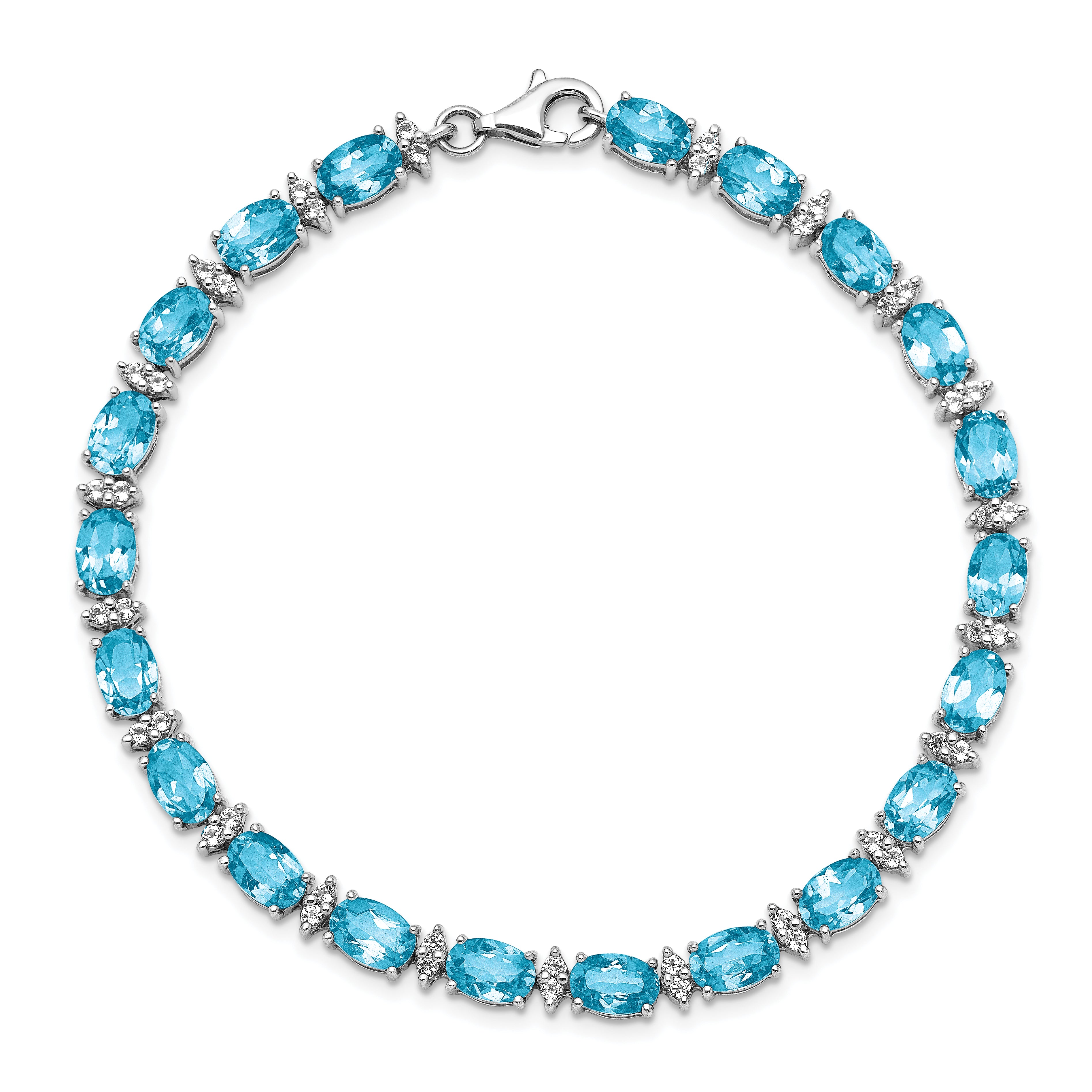 Sterling Silver Rhodium-plated Sky BT & White Topaz Bracelet
