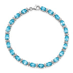 Sterling Silver Rhodium-plated Sky BT & White Topaz Bracelet