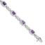 Sterling Silver Rhodium-plated Diamond & Amethyst Bracelet