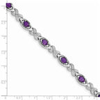 Sterling Silver Rhodium-plated Diamond & Amethyst Bracelet