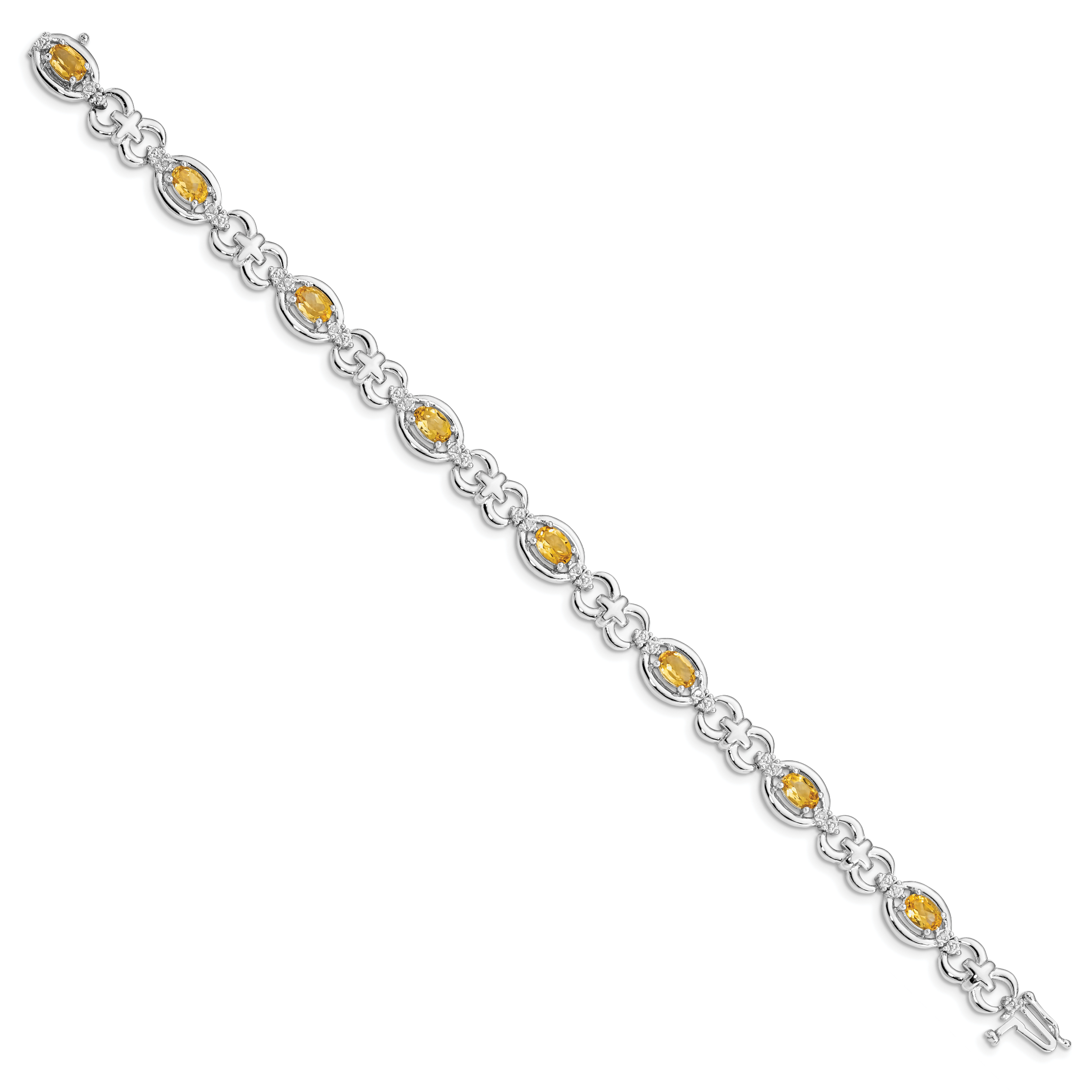 Sterling Silver Rhodium-plated Diamond & Citrine Bracelet Secondary image