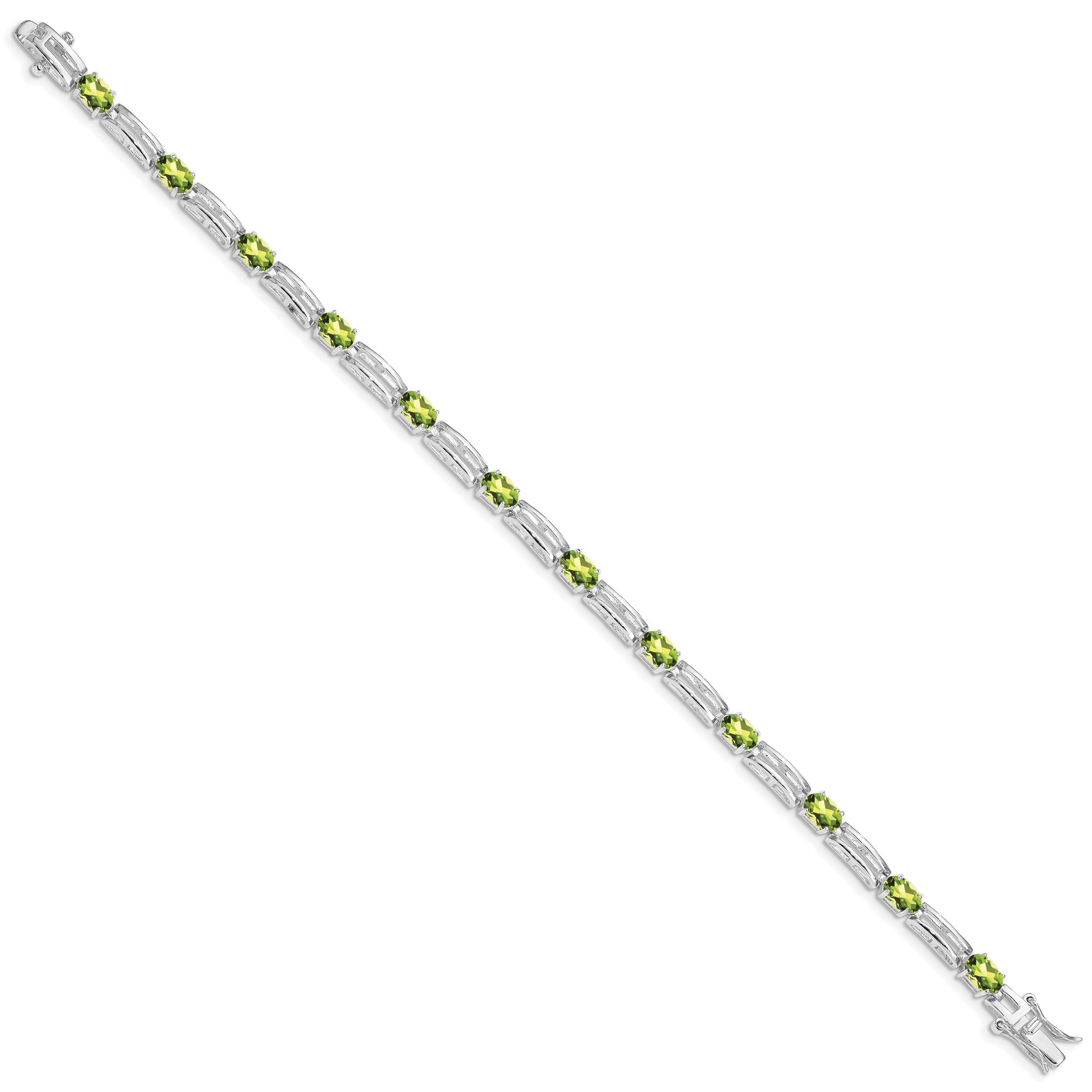 Sterling Silver Rhodium-plated Peridot Bracelet Secondary image