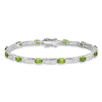 Sterling Silver Rhodium-plated Peridot Bracelet
