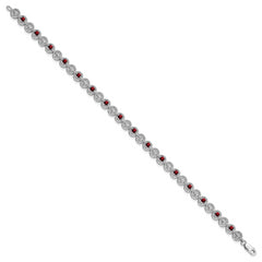 Sterling Silver Rhodium-plated Garnet Diamond Bracelet