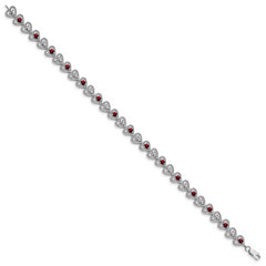 Sterling Silver Rhodium-plated Garnet Diamond Bracelet