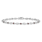 Sterling Silver Rhodium-plated Garnet Diamond Bracelet