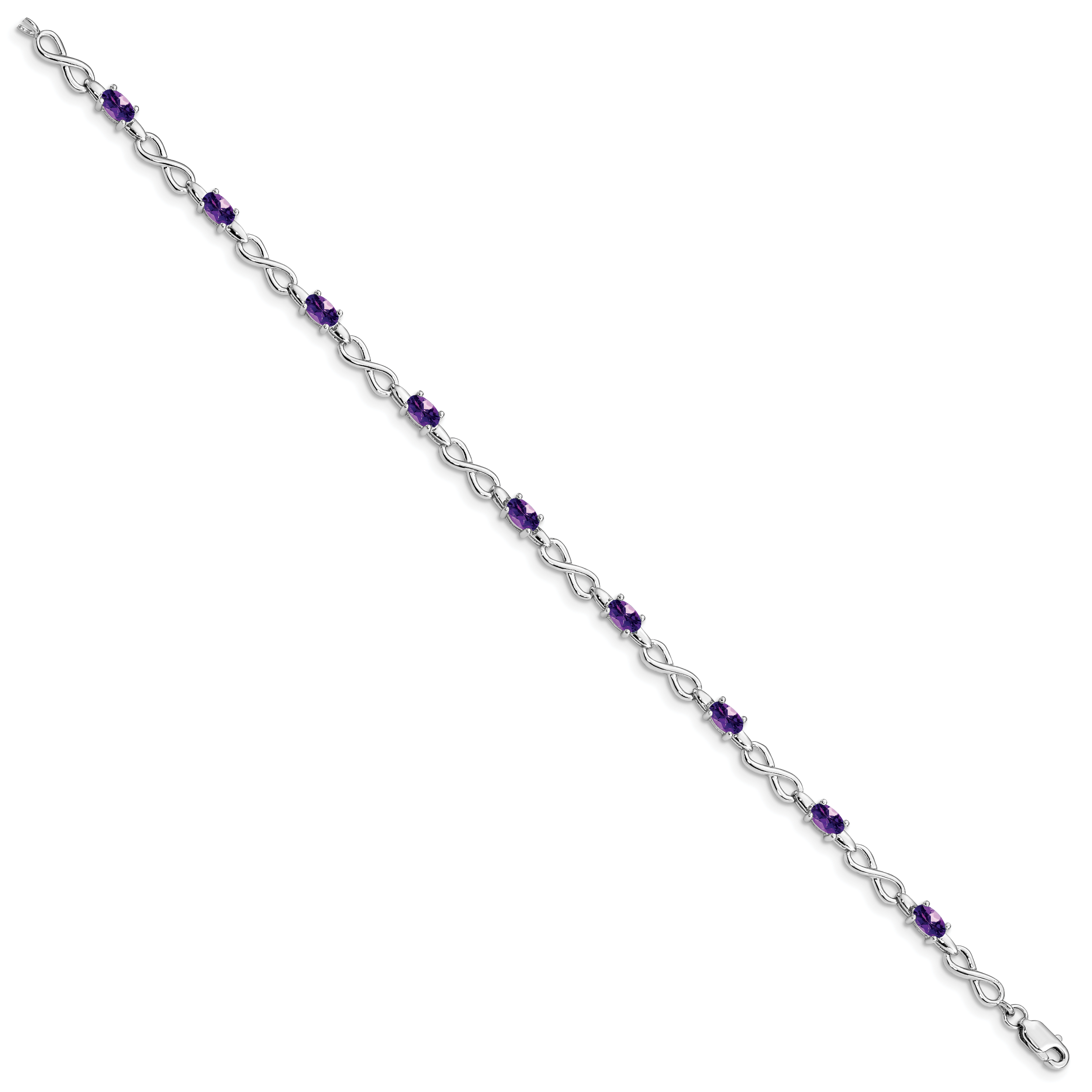 Sterling Silver Rhodium-plated Amethyst Bracelet Secondary image