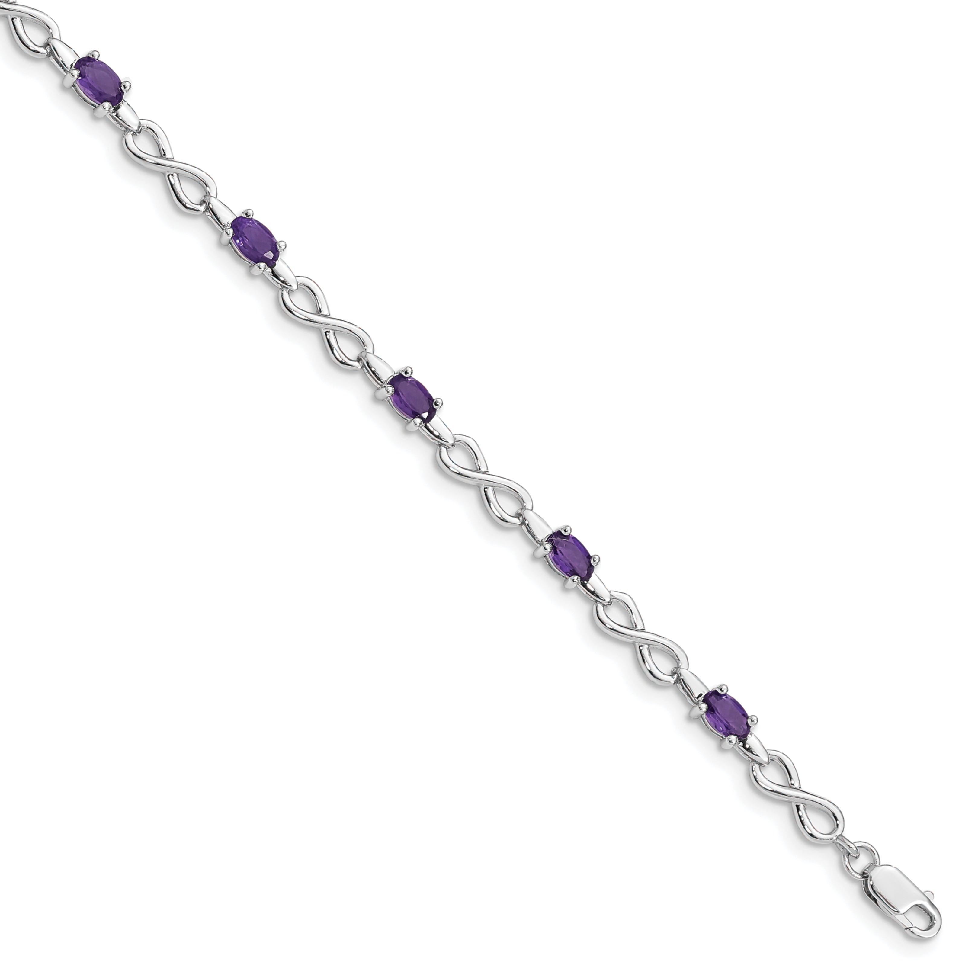 Sterling Silver Rhodium-plated Amethyst Bracelet Main image