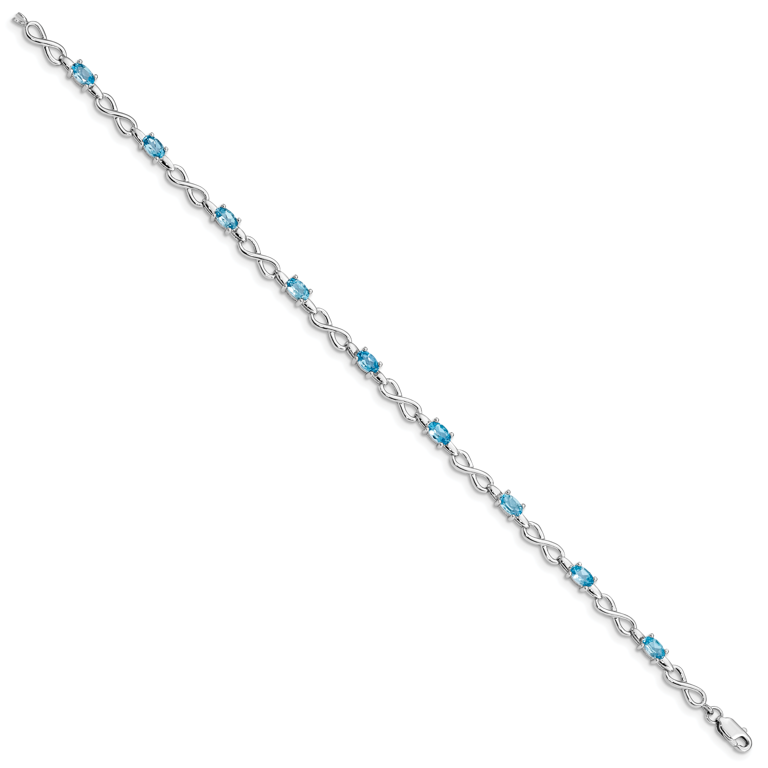 Sterling Silver Rhodium-plated Blue Topaz Bracelet Secondary image