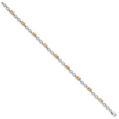 Sterling Silver Rhodium-plated Citrine Bracelet