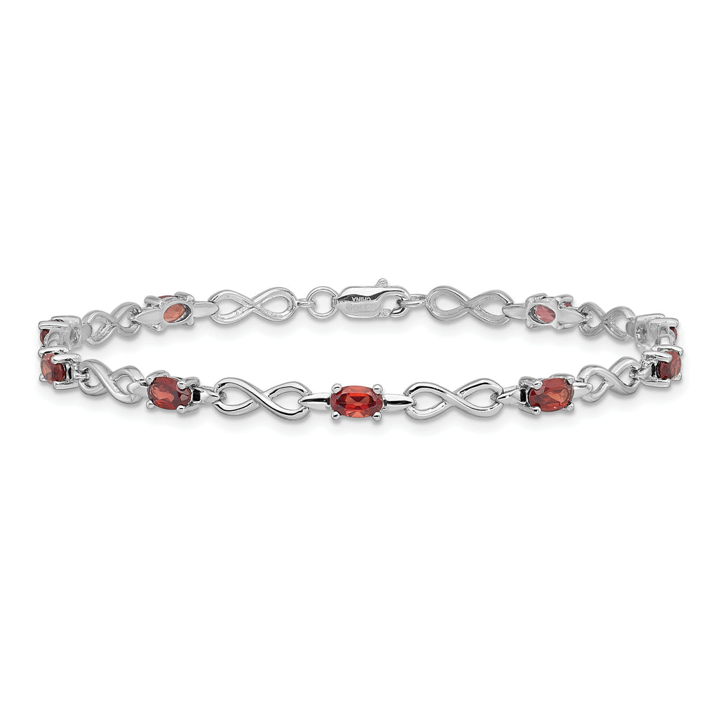 Sterling Silver Rhodium-plated Garnet Bracelet