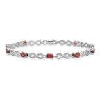 Sterling Silver Rhodium-plated Garnet Bracelet