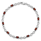 Sterling Silver Rhodium-plated Garnet Bracelet