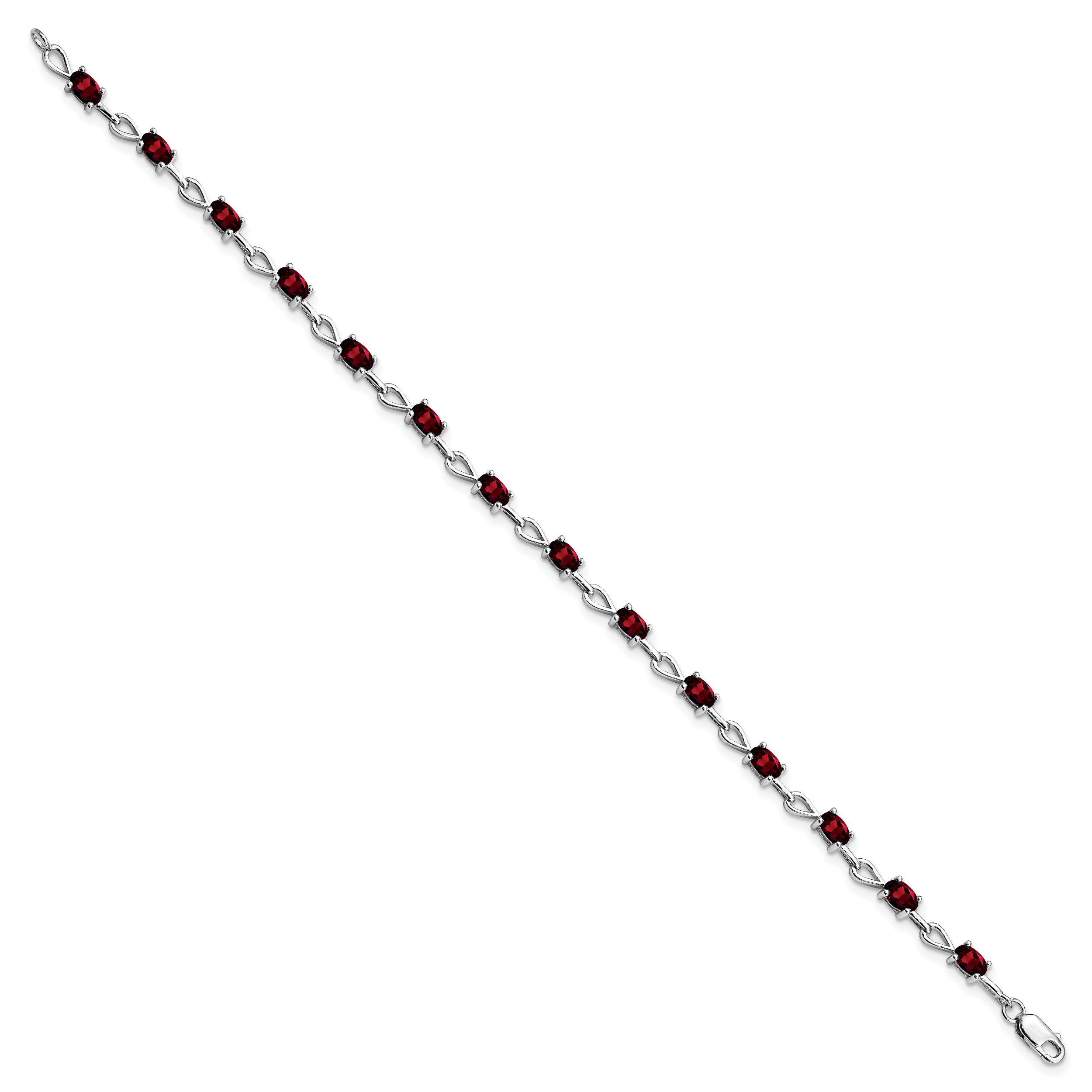 Sterling Silver Rhodium-plated Garnet Bracelet Secondary image