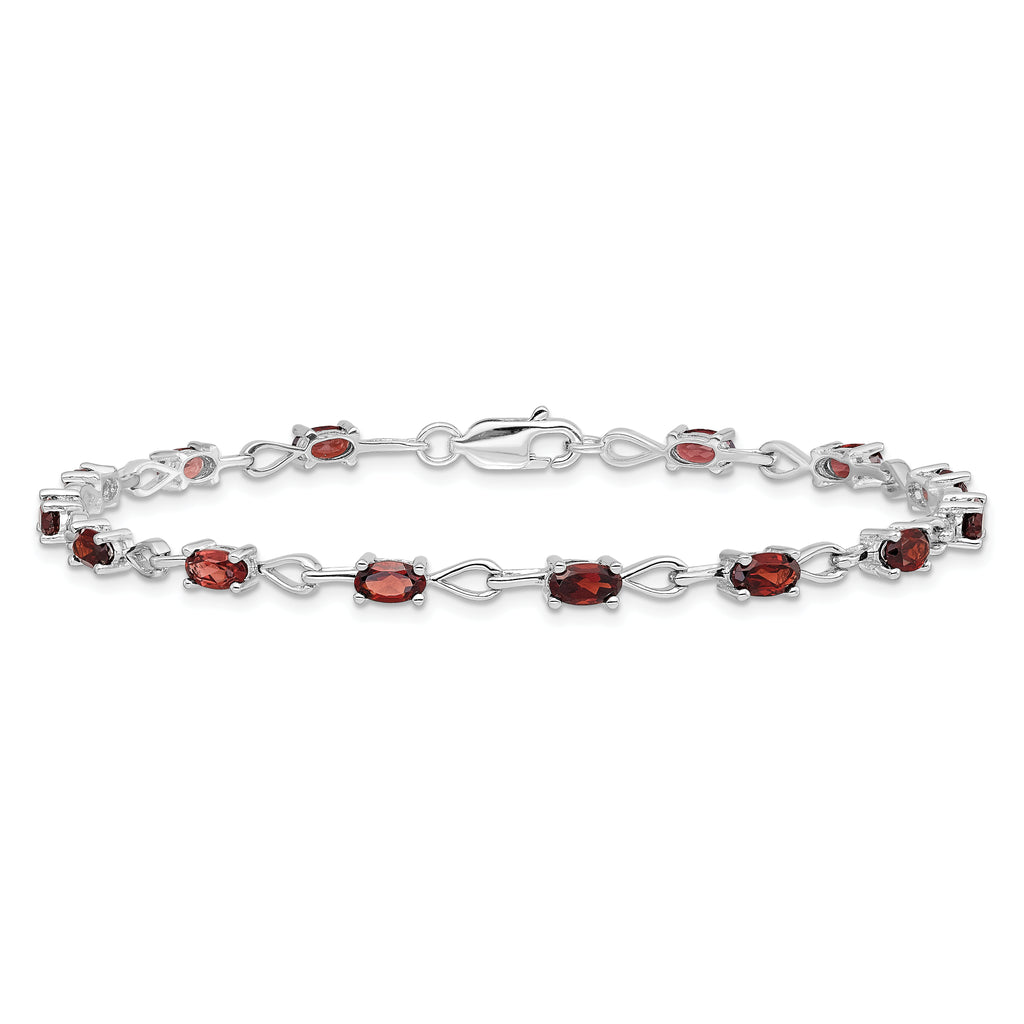 Sterling Silver Rhodium-plated Garnet Bracelet