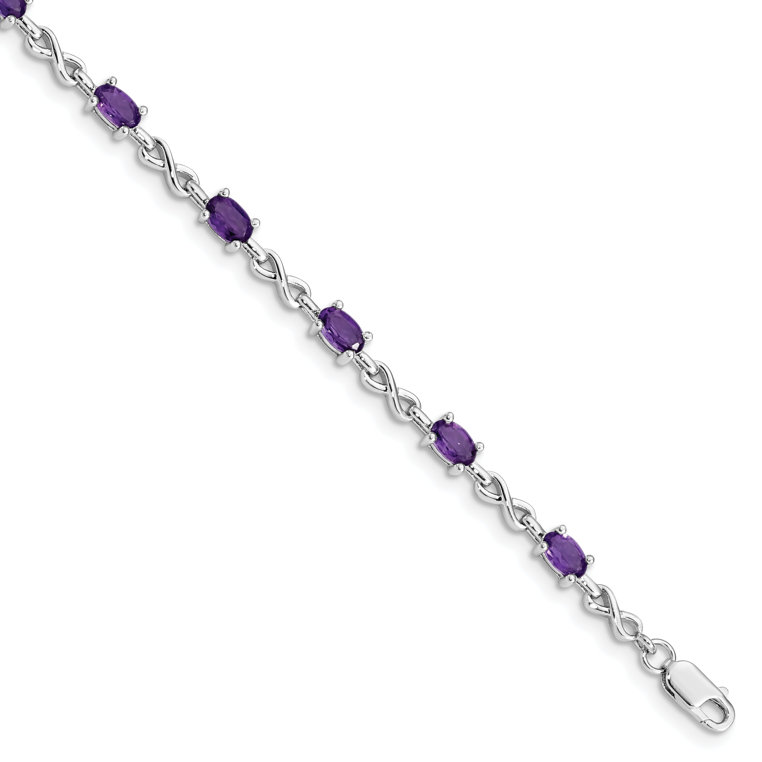 Sterling Silver Rhodium-plated Amethyst Bracelet Main image