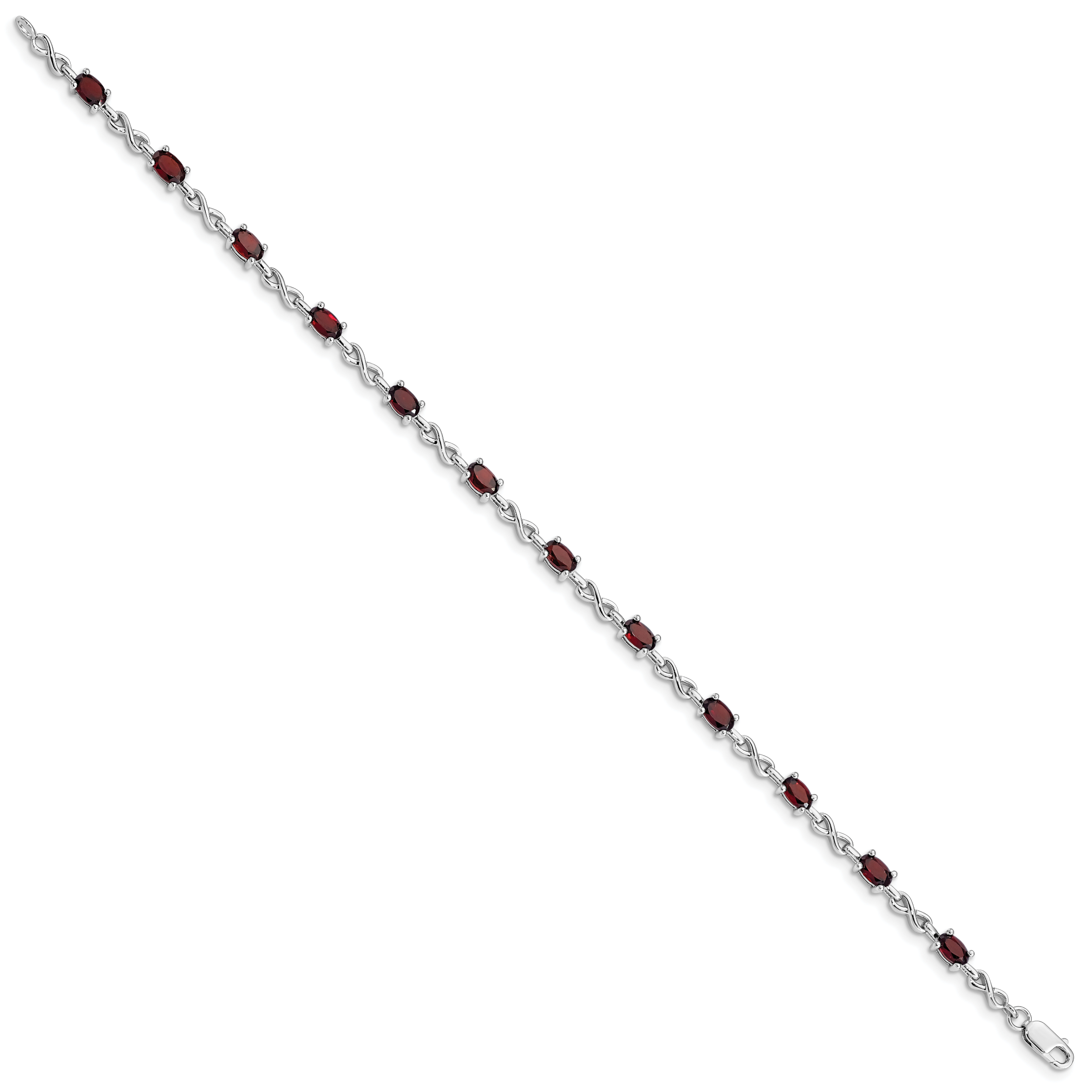 Sterling Silver Rhodium-plated Garnet Bracelet Secondary image