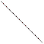 Sterling Silver Rhodium-plated Garnet Bracelet