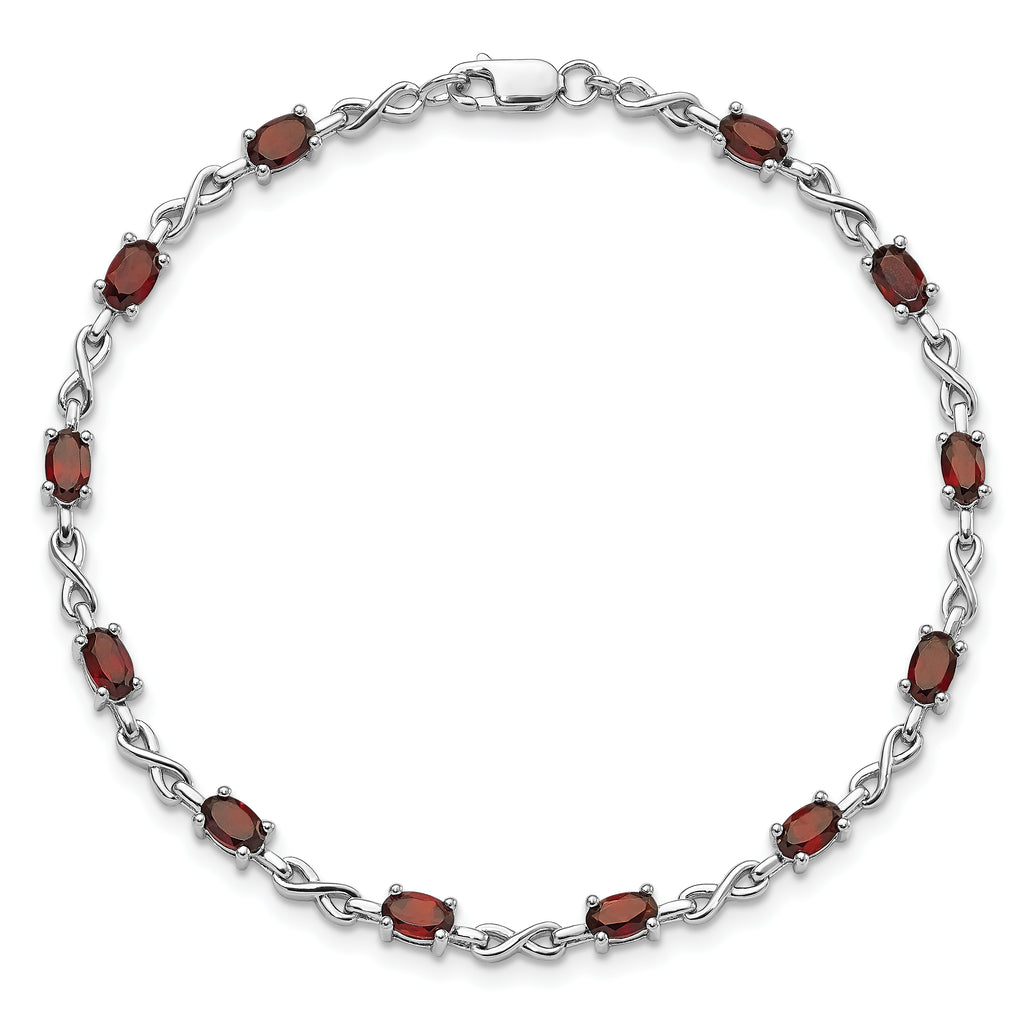 Sterling Silver Rhodium-plated Garnet Bracelet