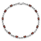 Sterling Silver Rhodium-plated Garnet Bracelet