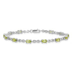 Sterling Silver Rhodium-plated Peridot Bracelet