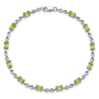Sterling Silver Rhodium-plated Peridot Bracelet