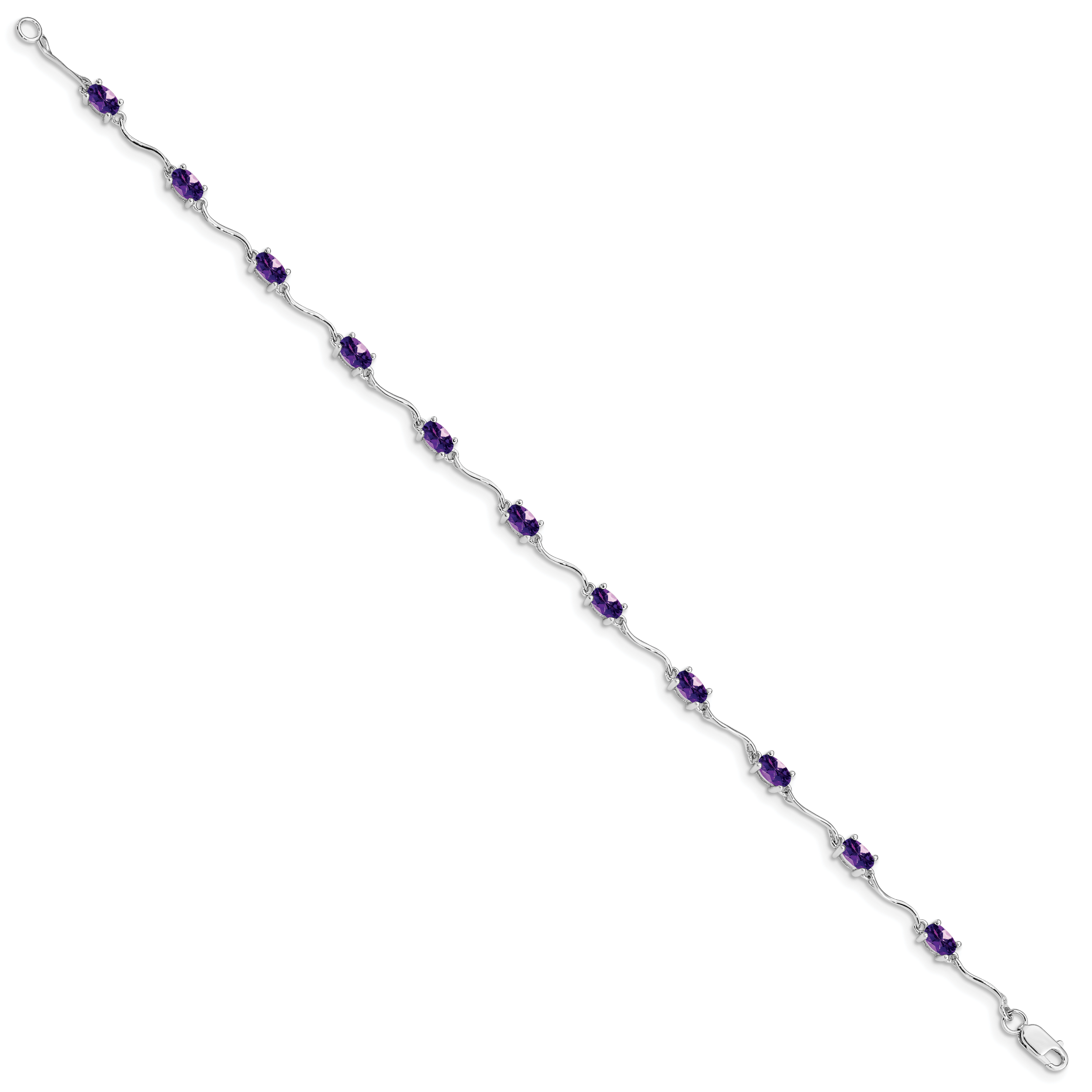 Sterling Silver Rhodium-plated Amethyst Bracelet Secondary image
