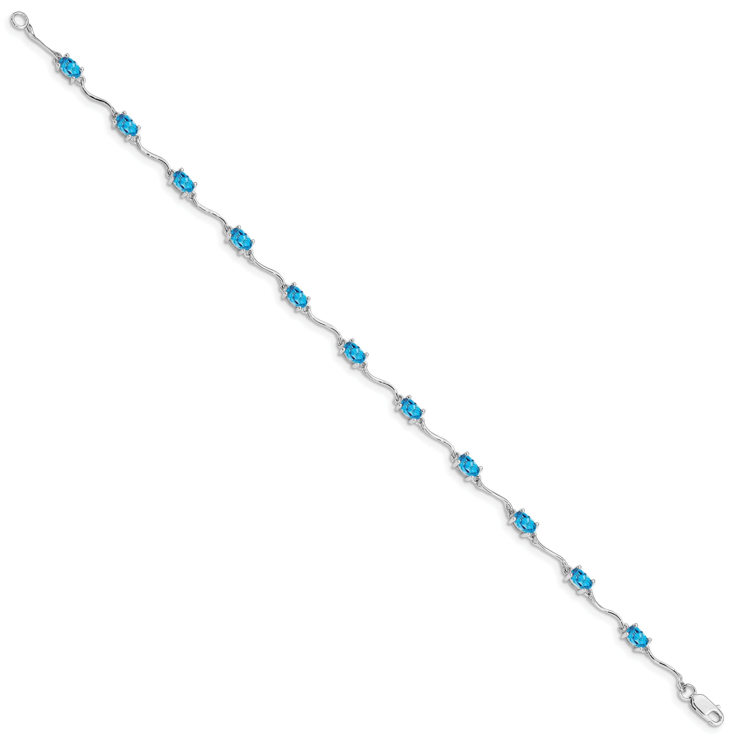 Sterling Silver Rhodium-plated Blue Topaz Bracelet