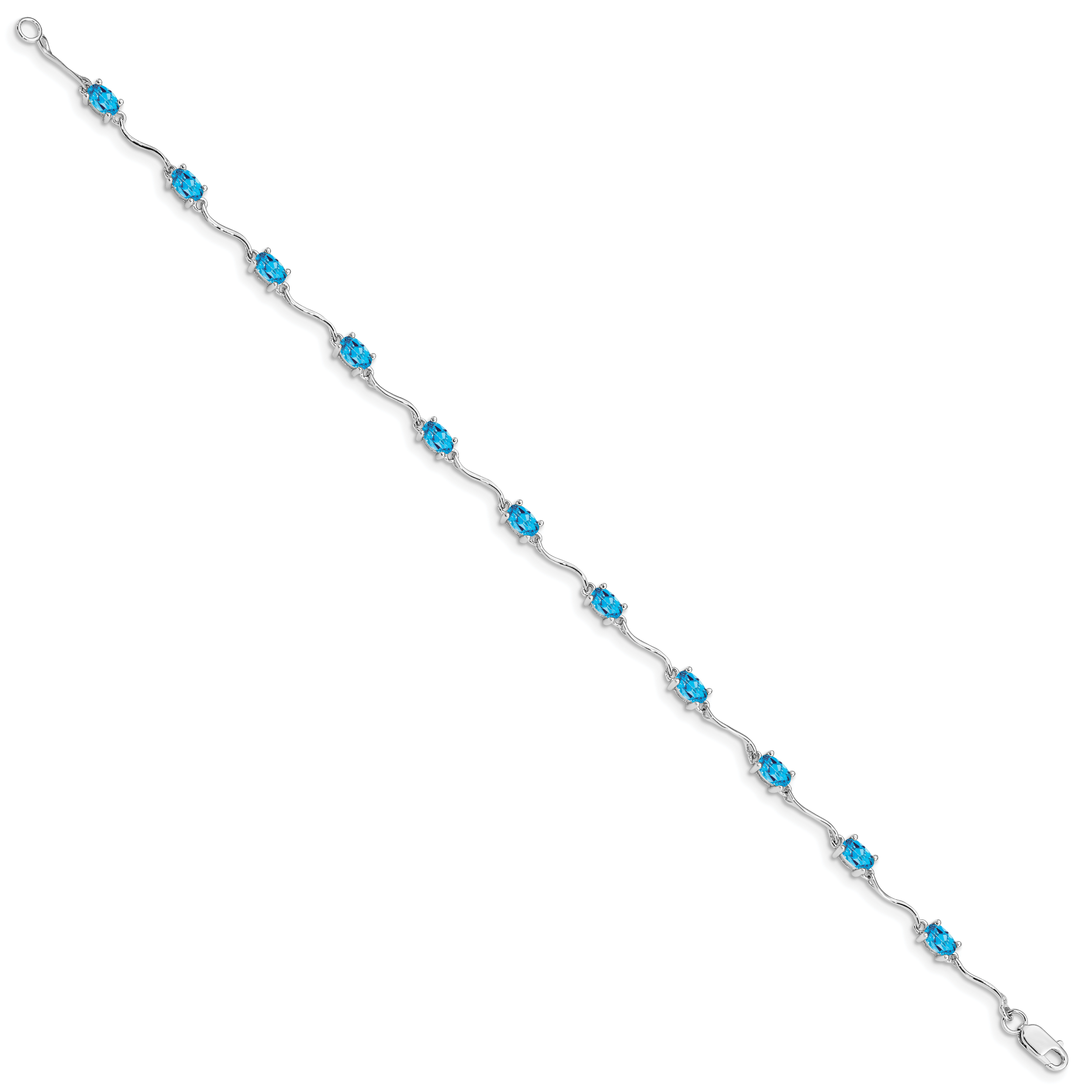 Sterling Silver Rhodium-plated Blue Topaz Bracelet Secondary image