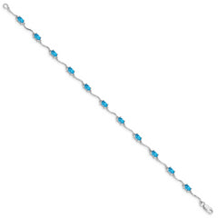 Sterling Silver Rhodium-plated Blue Topaz Bracelet
