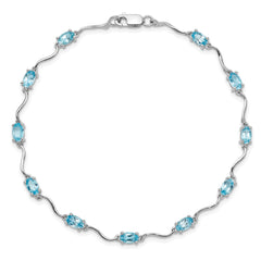 Sterling Silver Rhodium-plated Blue Topaz Bracelet
