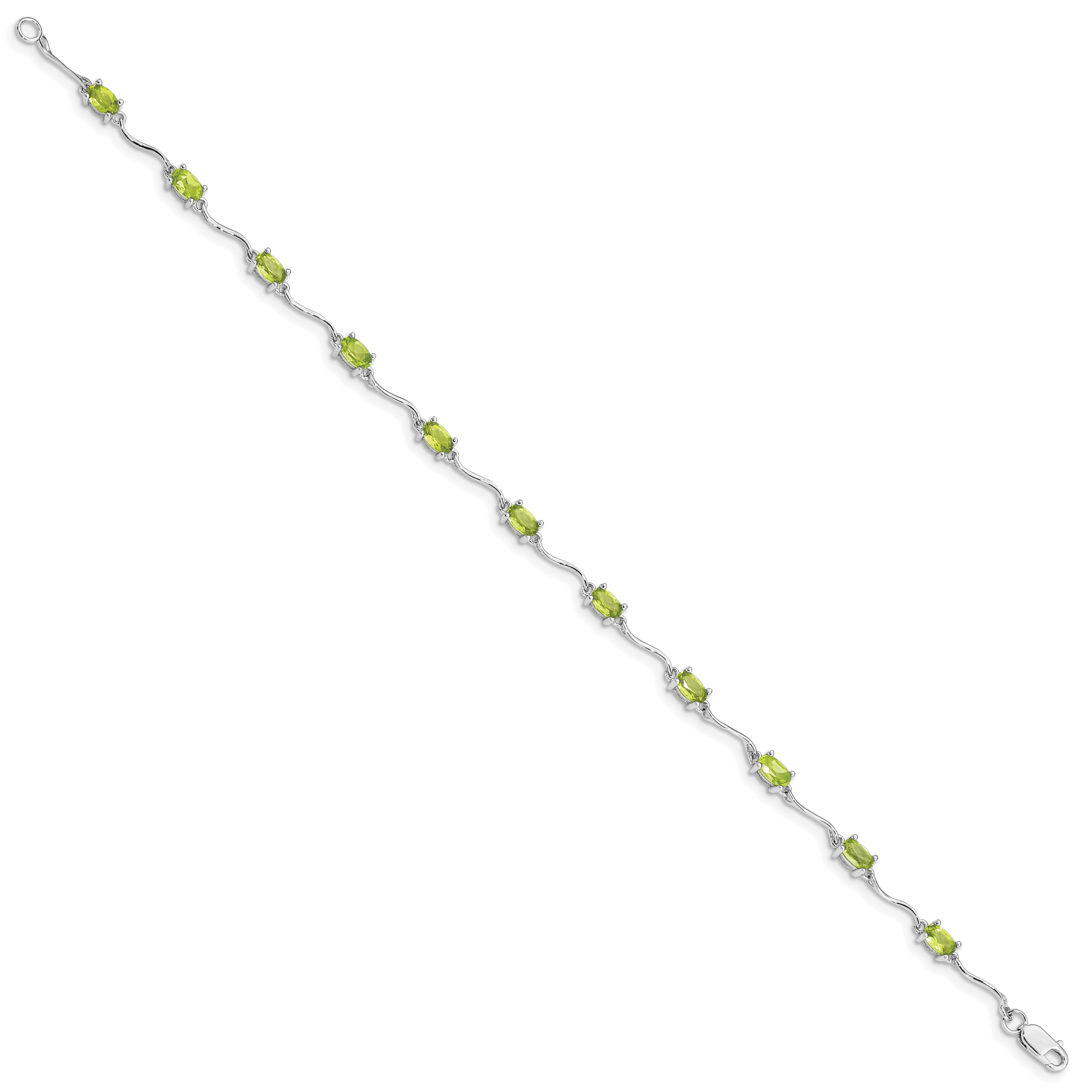 Sterling Silver Rhodium-plated Peridot Bracelet Secondary image