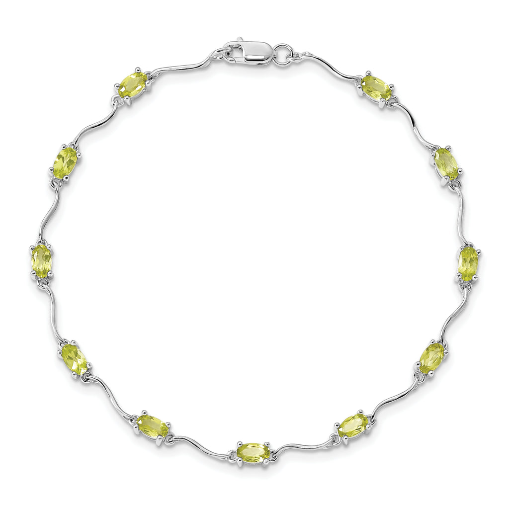 Sterling Silver Rhodium-plated Peridot Bracelet
