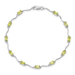 Sterling Silver Rhodium-plated Peridot Bracelet