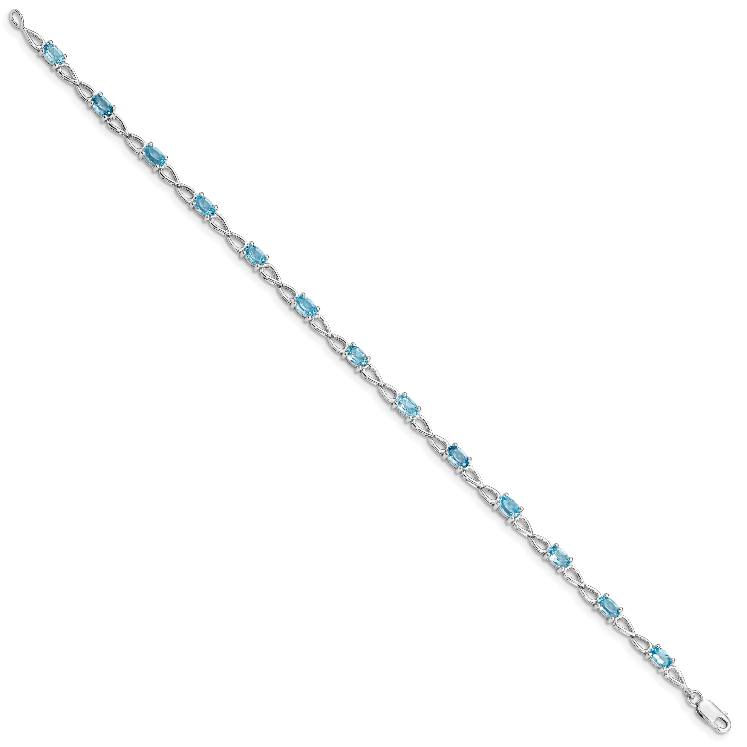 Sterling Silver Rhodium-plated Blue Topaz Bracelet Secondary image