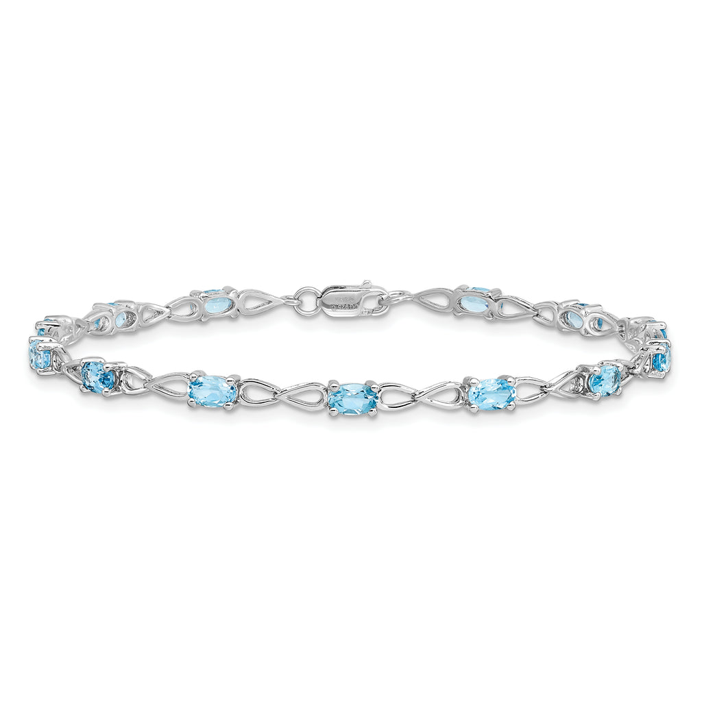 Sterling Silver Rhodium-plated Blue Topaz Bracelet