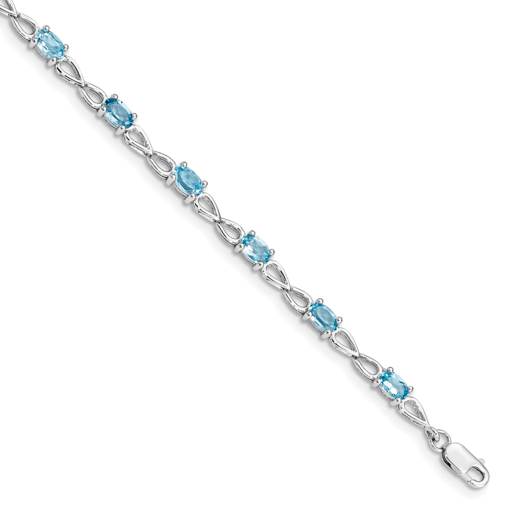 Sterling Silver Rhodium-plated Blue Topaz Bracelet