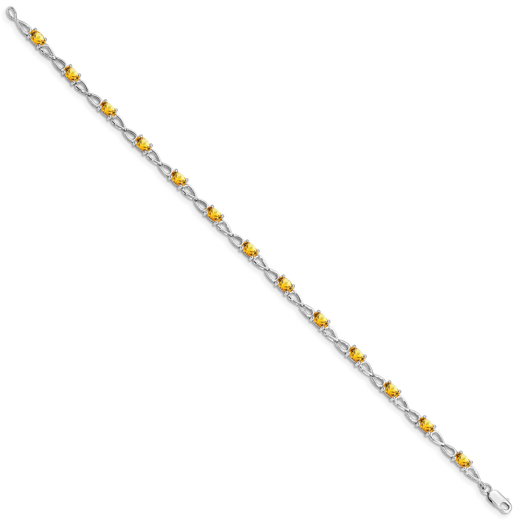 Sterling Silver Rhodium-plated Citrine Bracelet