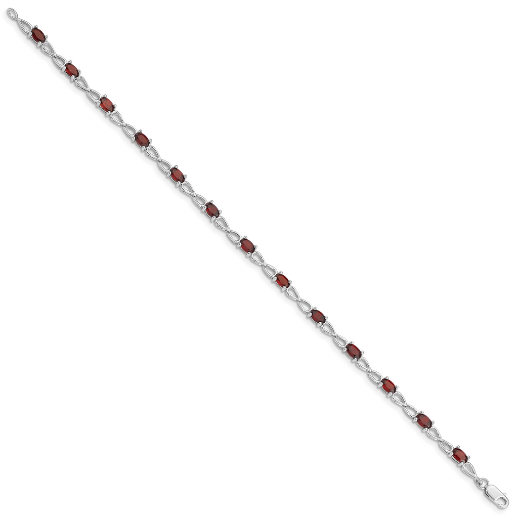 Sterling Silver Rhodium-plated Garnet Bracelet