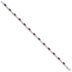 Sterling Silver Rhodium-plated Garnet Bracelet