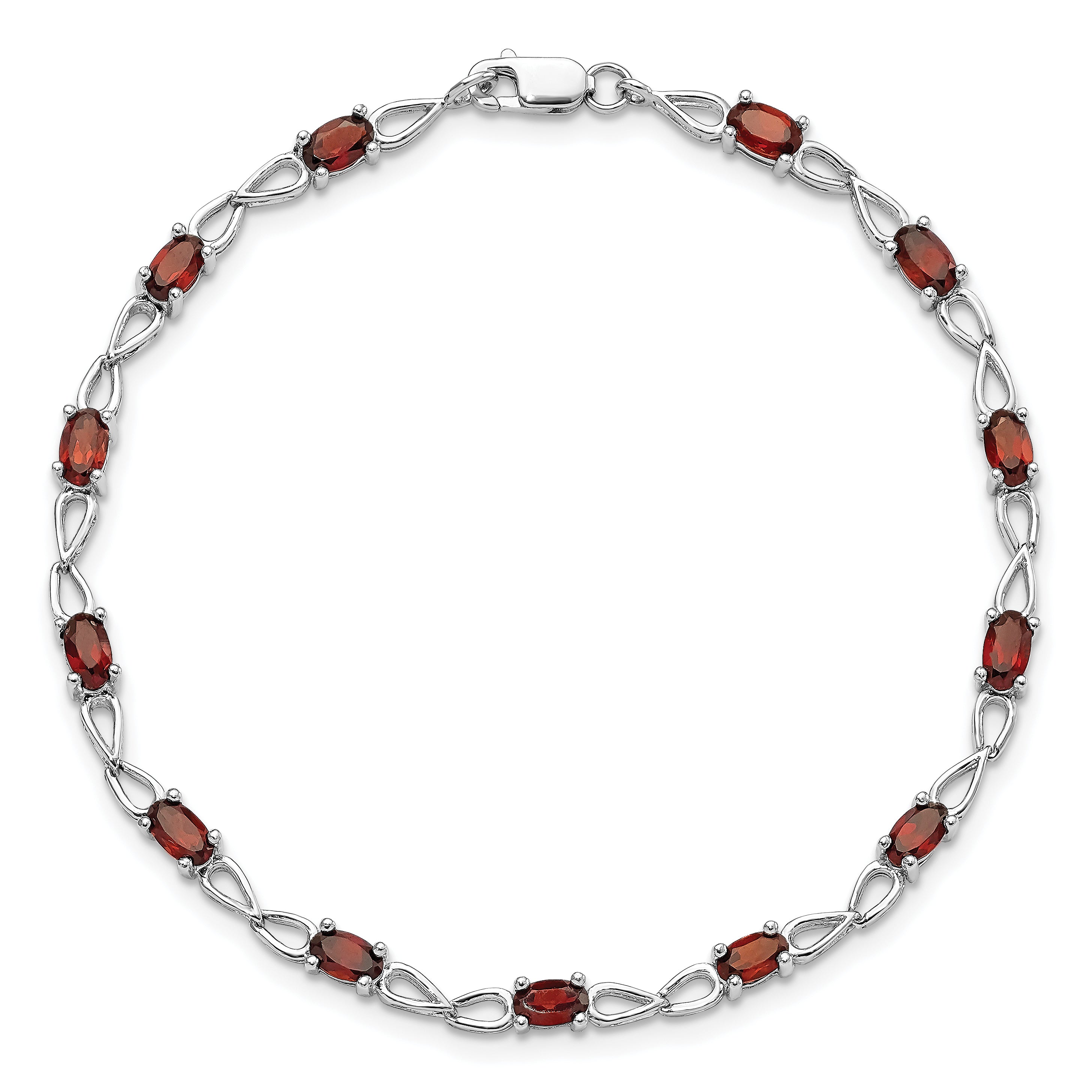 Sterling Silver Rhodium-plated Garnet Bracelet