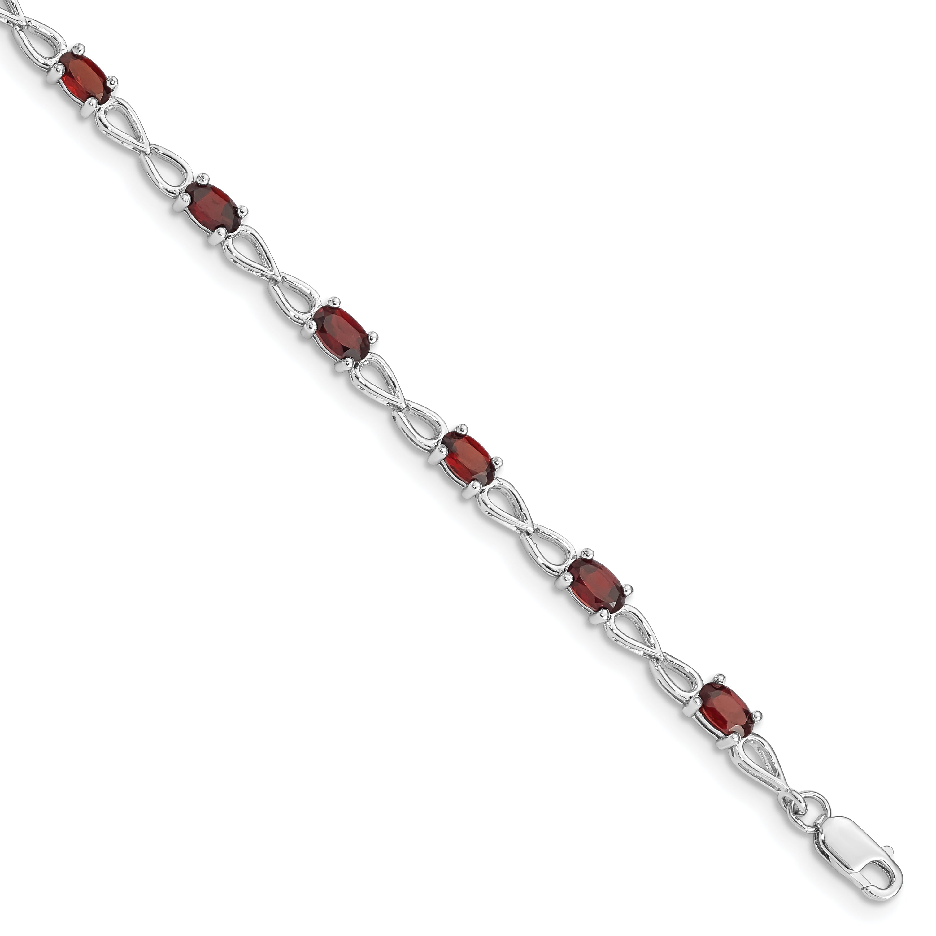 Sterling Silver Rhodium-plated Garnet Bracelet Main image