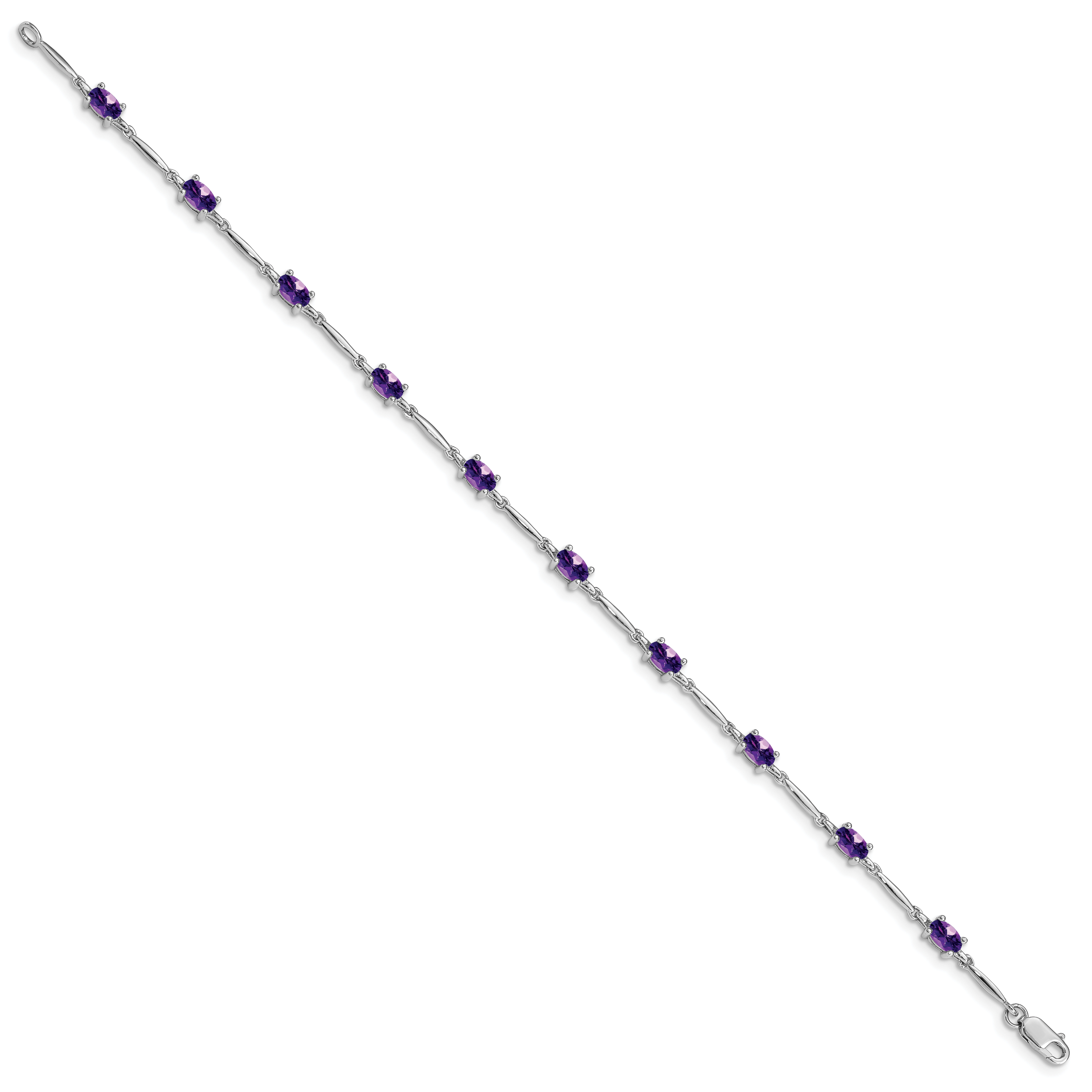 Sterling Silver Rhodium-plated Amethyst Bracelet Secondary image